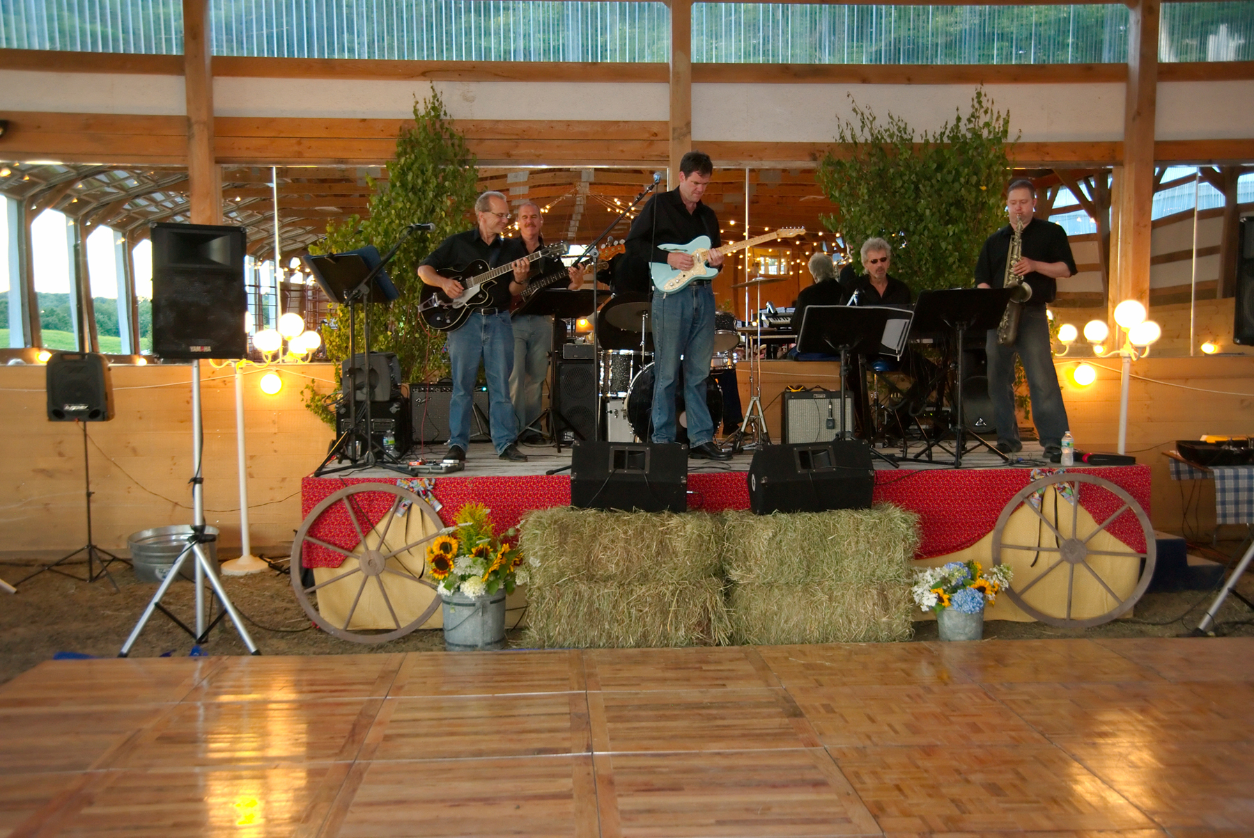 band playing on a stage