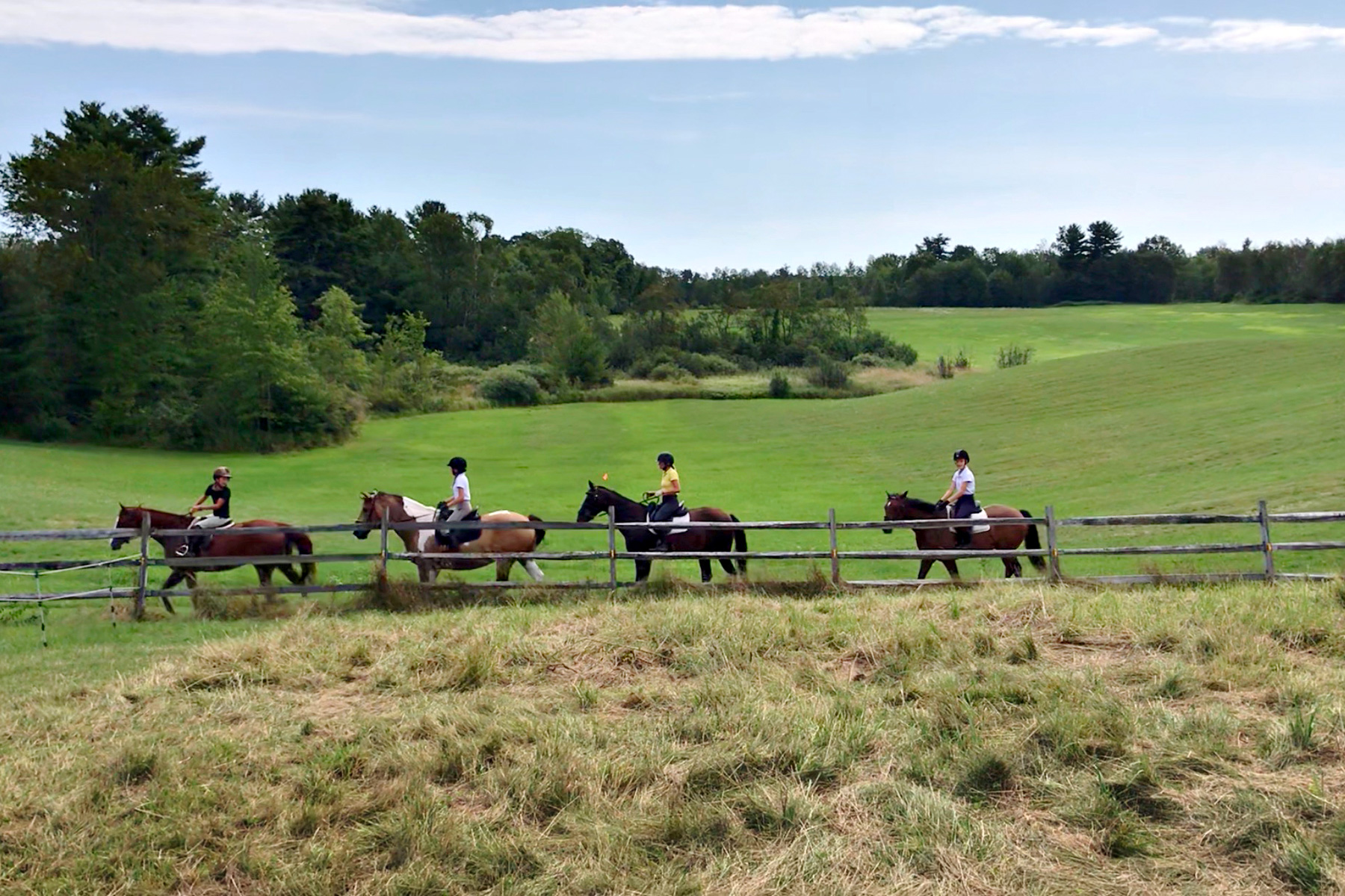 girls riding horses in a field